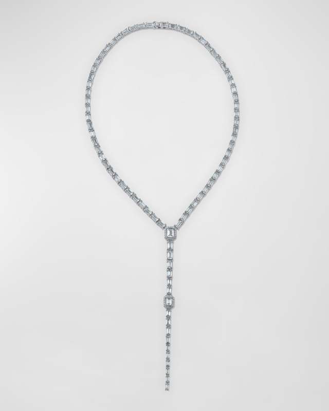 Emerald-Cut Pave Cubic Zirconia Dramatic Y Necklace